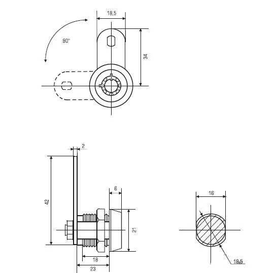 Тубулярный замок 23 мм 90° ТЗ 029-23