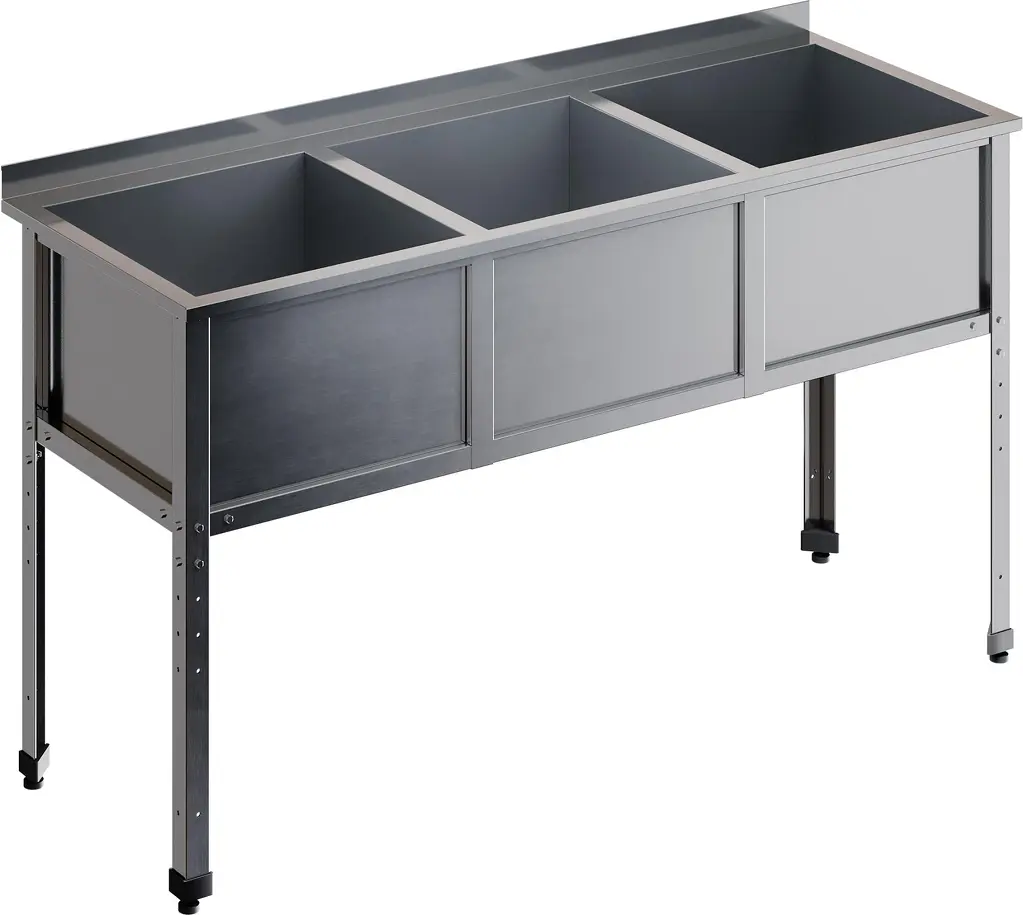 Ванна моечная трехсекционная с бортом RESTOINOX ВМС-3/4-Б-ЭК