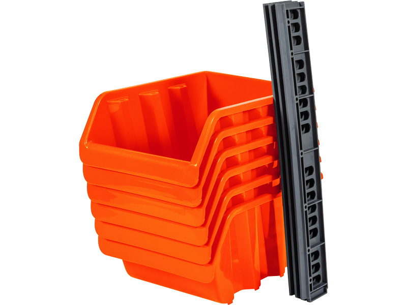 Ящик п/п для метизов, комплект, из 6 шт. цв. оранжевый(оранжевый) 9002 К 263x195x350 мм Полипропилен (РР)