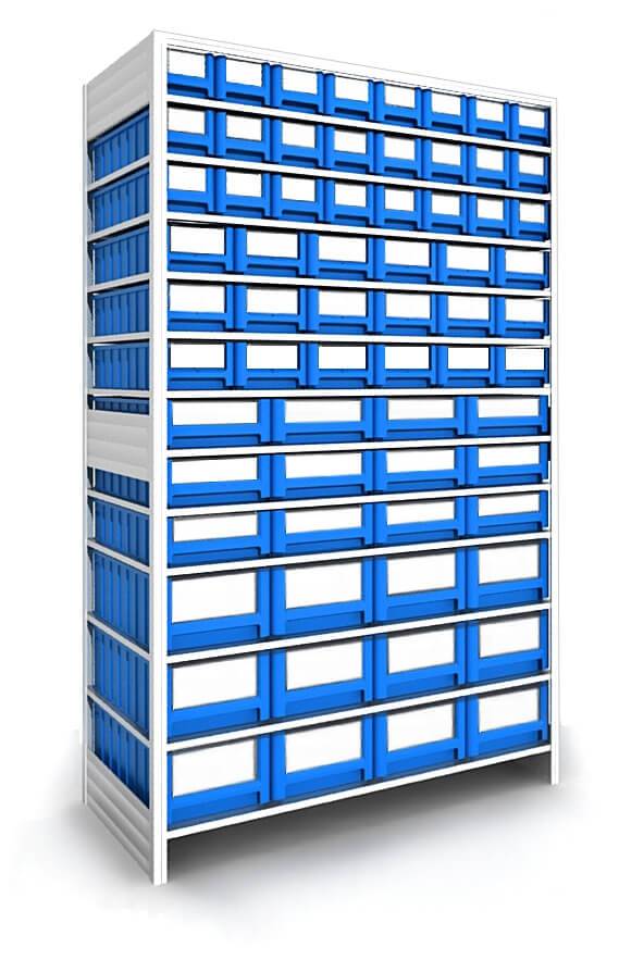 Контейнер полочный для склада 300x155x90 синий - SK 31509 для хранения метизов