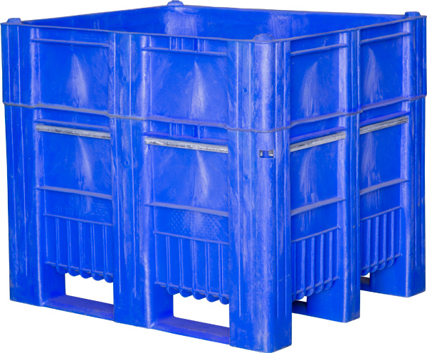 Большой пластиковый контейнер C-Box 1210 S (1035) BoxPallet размером 1200х1000х1035 мм сплошной на полозьях синий