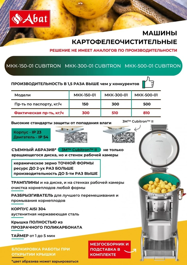 Машина картофелеочистительная МКК-150-01 Cubitron