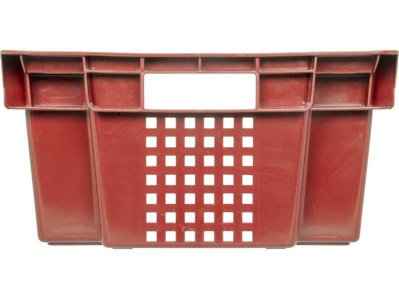 Ящик пищевой 102-1 пластиковый 600х400х200 мм 1,5 кг дно сплошное стенки перфорированные красный