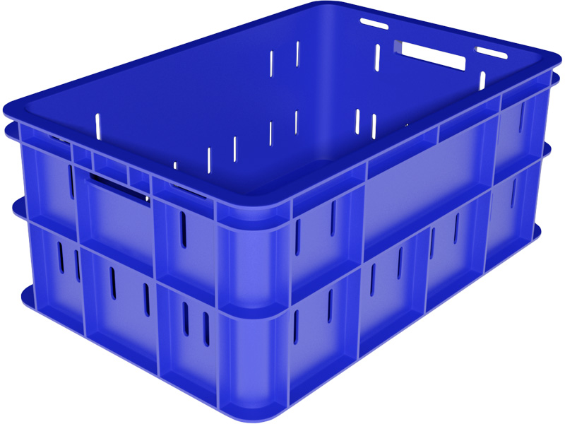 Ящик пищевой пластиковый 202 размером 600х400х258 мм 3,2 кг синий штабелируемый