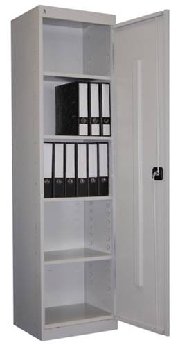Фото - архивный шкаф полочный — шха-50(50), 1850x490x500 на 4 полки ral 7035, серый с ключевым замком