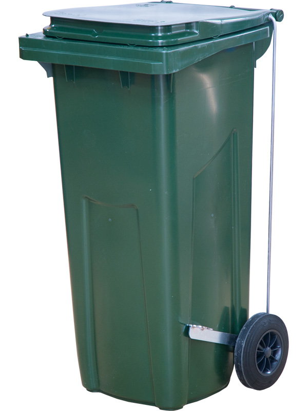 Мусорный контейнер п/э с педальным приводом Г-образным МКТ 120 зеленый (ПГ) Полиэтилен низкого давления (HDPE)