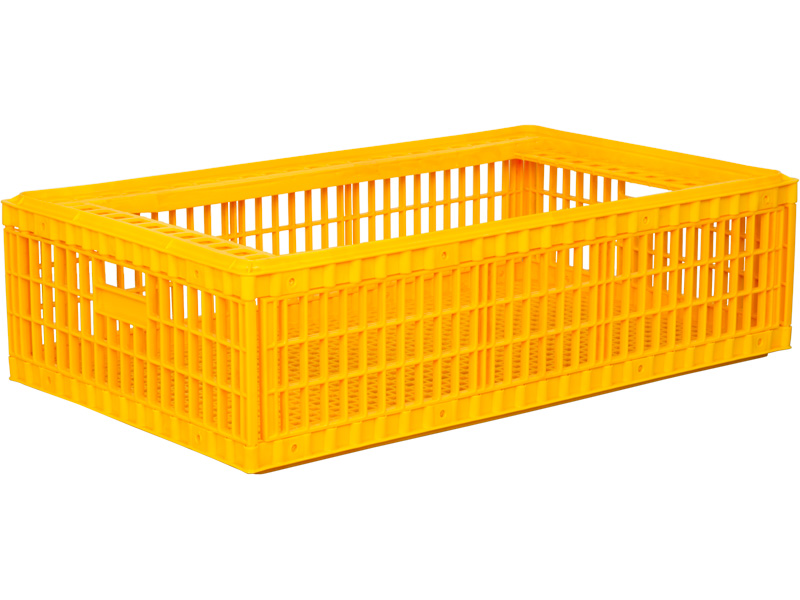 Ящик пищевой 311-270 м б/к пластиковый 970х570х270 мм для перевозки живой птицы перфорированный без крышки жёлтый