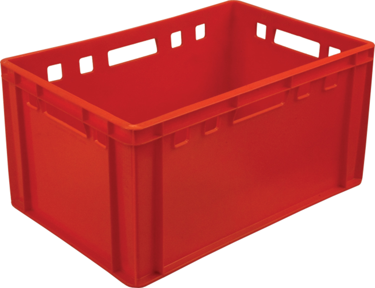 Ящик пищевой мясной 210 размером 600х400х300 мм сплошной Е3 красный евроформат