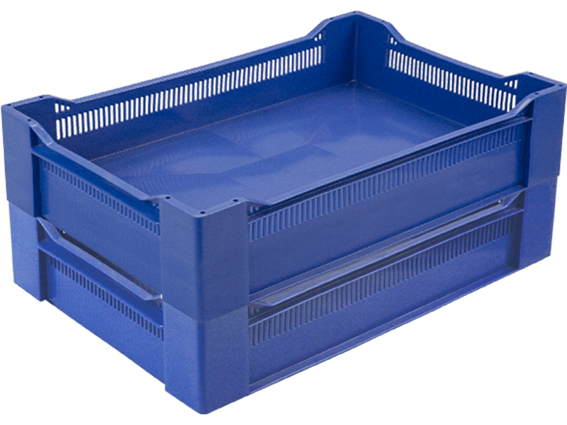 Ящик пищевой 120 пластиковый размером 600х400х135 мм дно сплошное синий