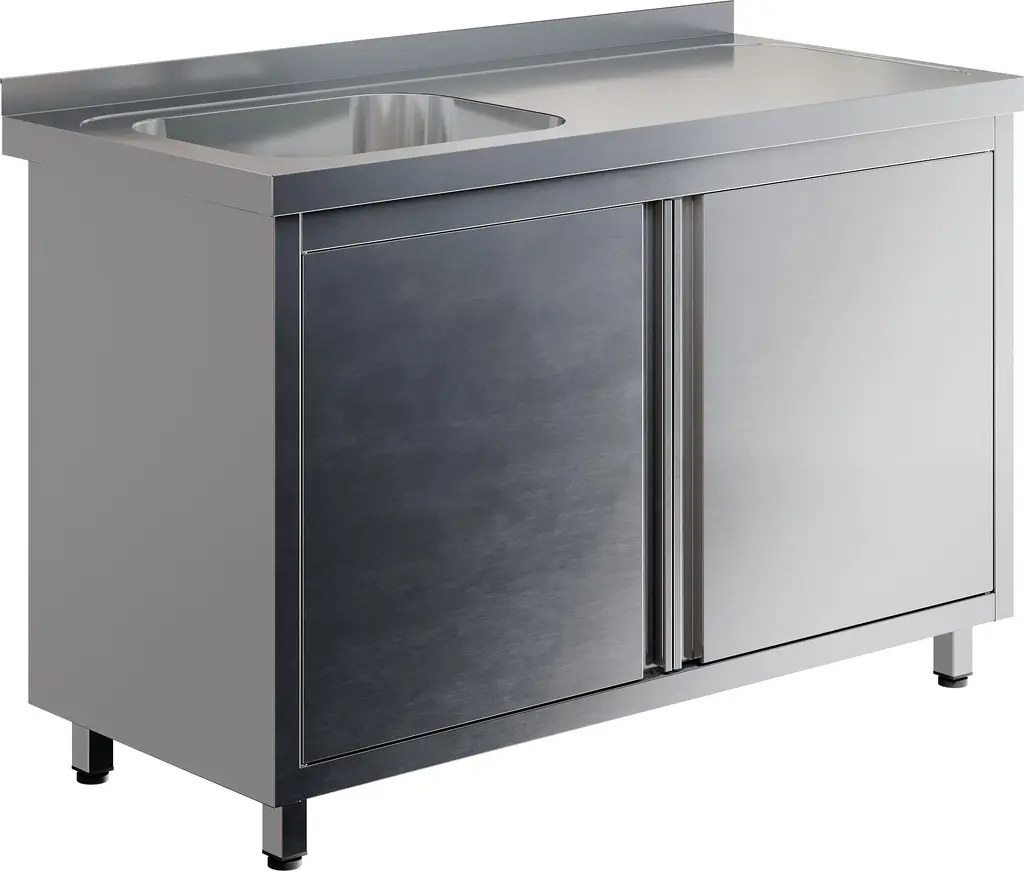 Стол производственный с распашными дверьми RESTOINOX СПЗР1М-8/6-БЛ с моечной ванной