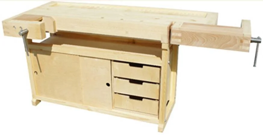 Верстак столярный из дерева Люкс (бук) с тумбой Практик