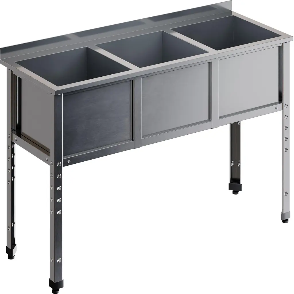 Ванна моечная трехсекционная с бортом RESTOINOX ВМС-3/7-Б-ЭН