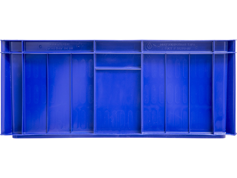 Ящик мясной 204.02 пластиковый 600х400х250 сплошной синий с закрытыми ручками