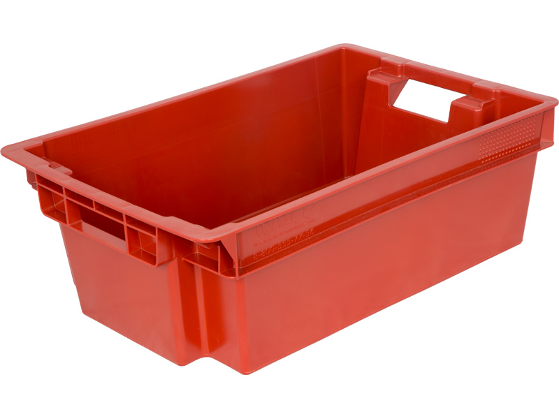 Ящик 206 (1,7) мск мясной сплошной 600х400х200 мм пластиковый пищевой красный
