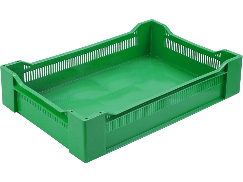 Ящик пищевой 120 пластиковый размером 600х400х135 мм дно сплошное зелёный