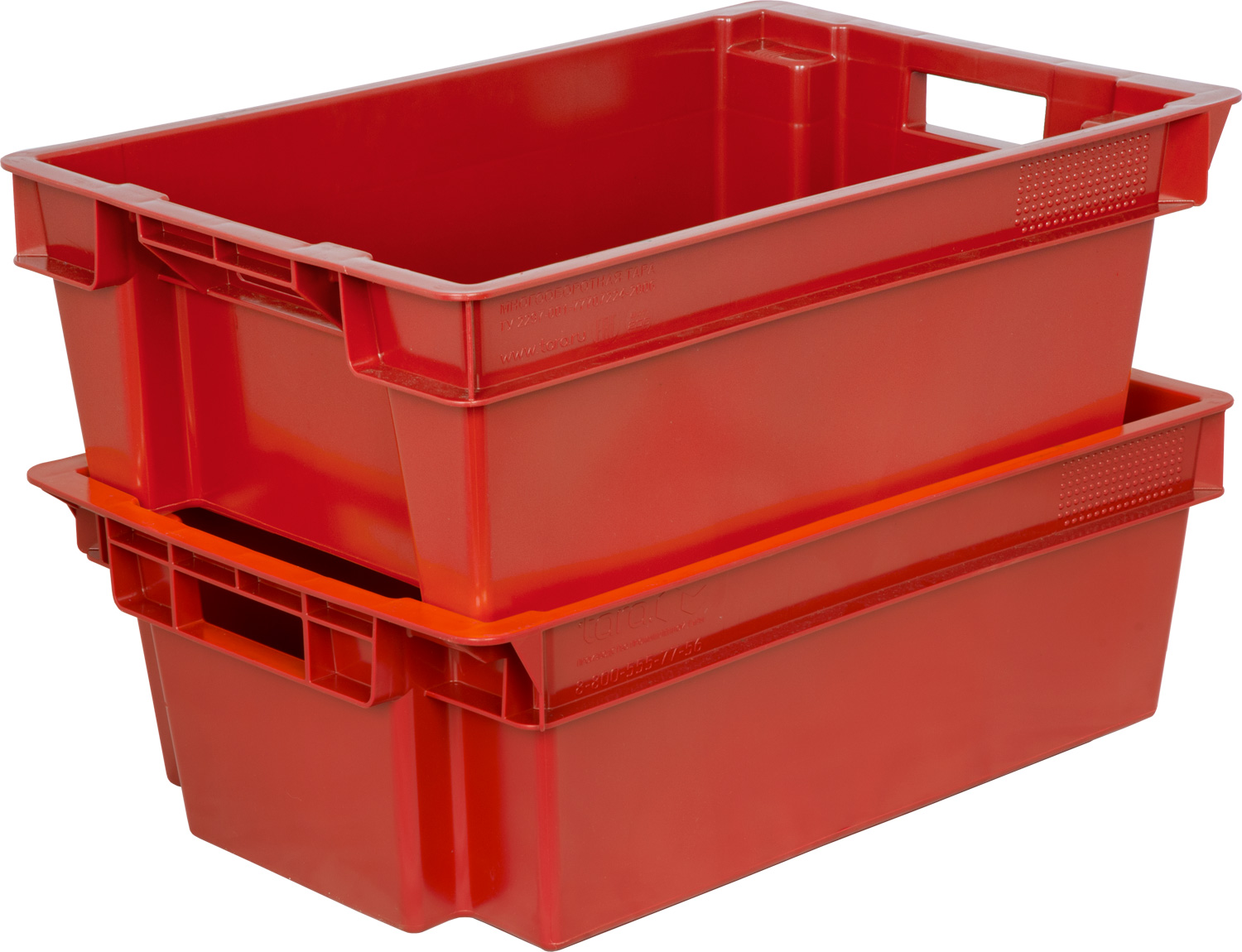 Ящик 206 для пищевой отрасли 600х400х200 мм из пластика 1,6 кг сплошной красный