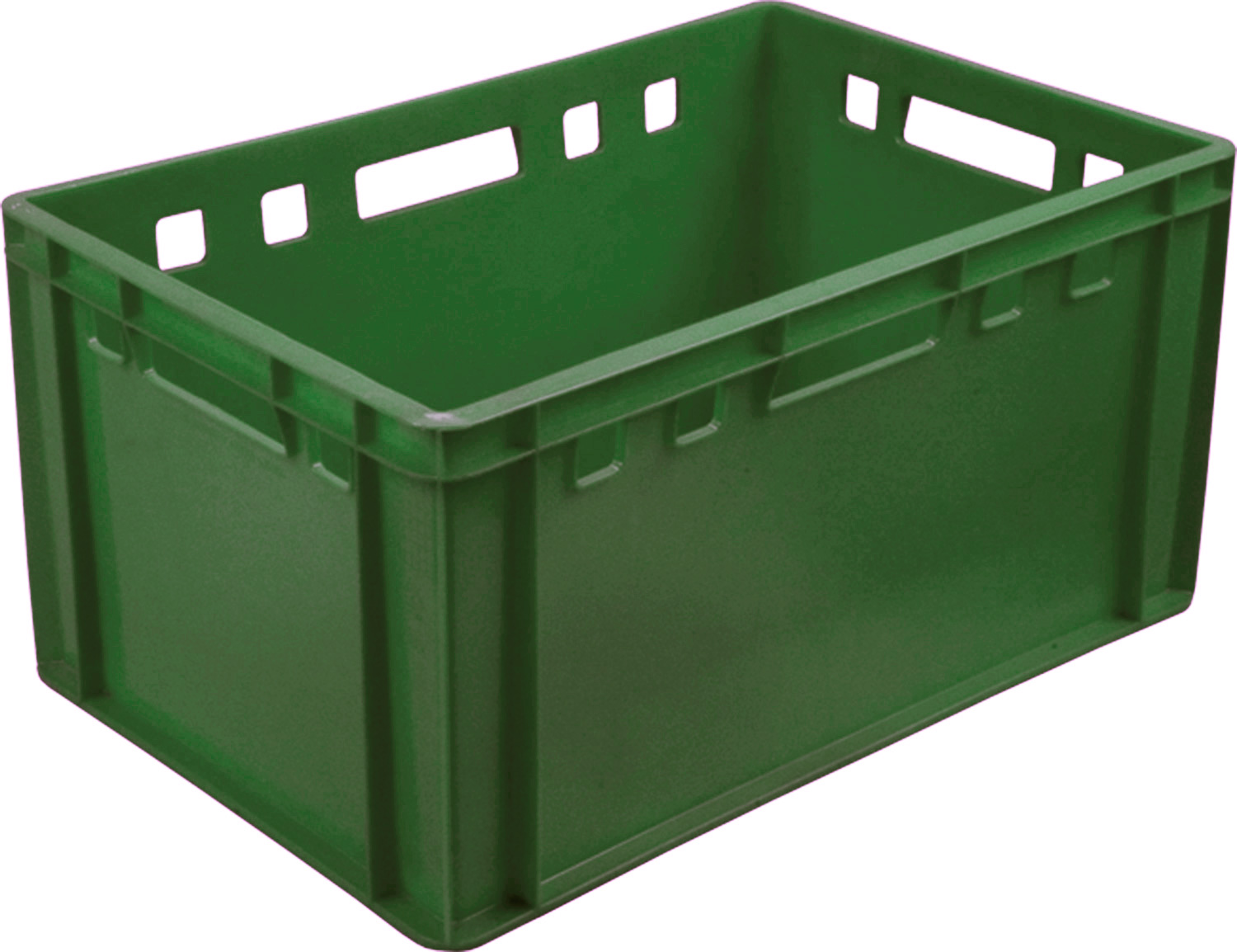 Ящик пищевой евроформат 210 размером 600х400х300 мм сплошной Е3 зеленый для мясных продуктов